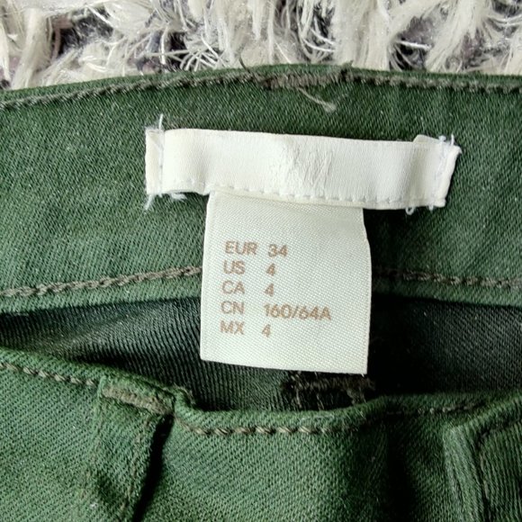 H&M Stylish Skinny Forest Green Denim Jeans - Picture 4 of 5
